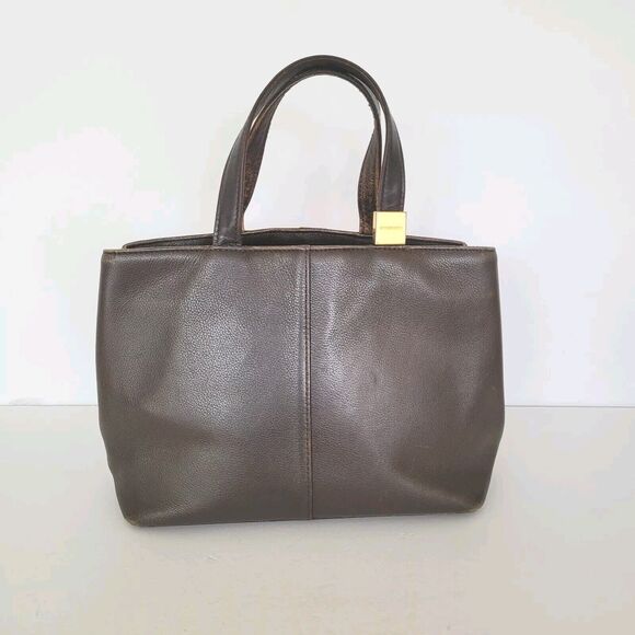 BURBERRY Tote Handbag Purse Bag Geniue Leather Medium Nova Check Lining Brown - Picture 1 of 13